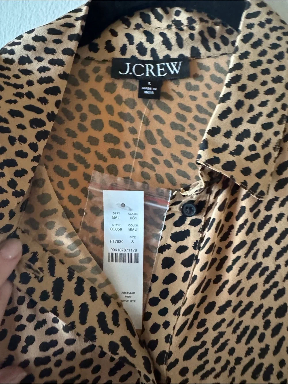 J.CREW NEW AMELIA SHIRT-DRESS IN CHEETAH PRINT PREPPY FALL SHIRT DRESS SZ S NWT
